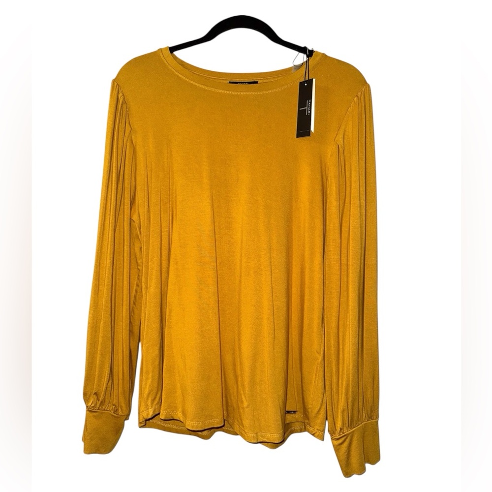 Tahari Women's Long Sleeve billowy sleeve top in honey 🍯